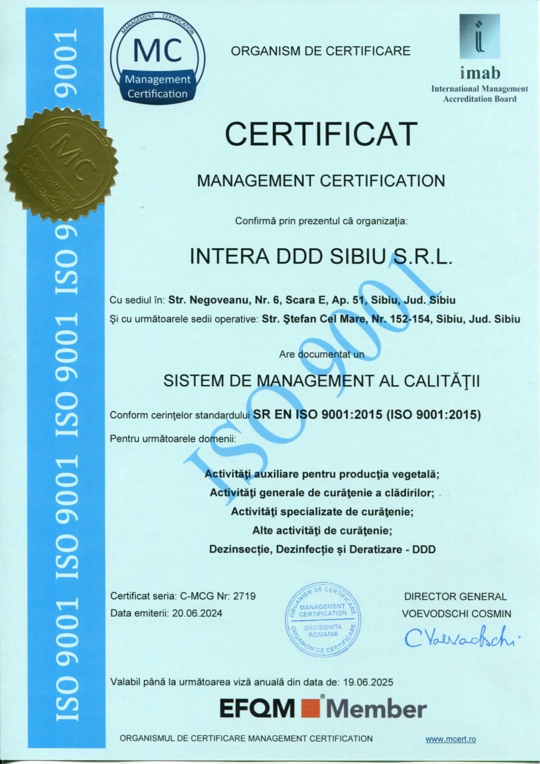Certificat ISO 9001 – Managementul Calității